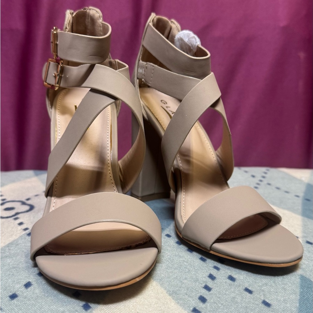 Glaze Taupe Strappy Heels